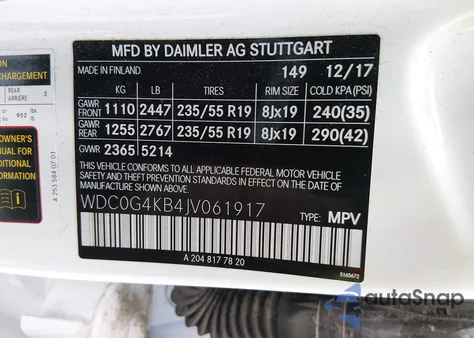 2018 Mercedes-Benz Glc 300 4Matic из США, поврежденный, VIN WDC0G4KB4JV061917